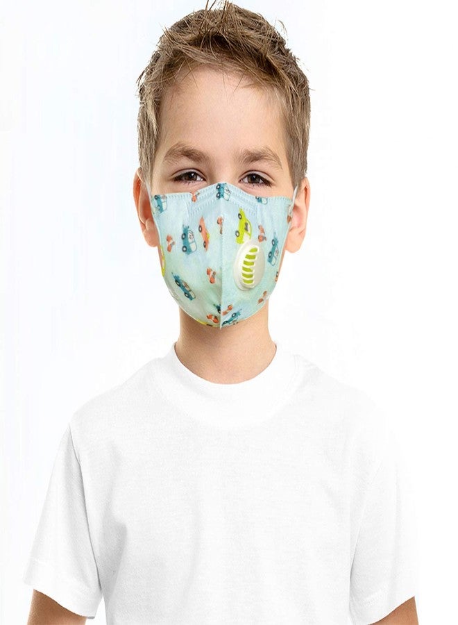 VRITRAZ PM 2.5 Kids Child Children Anti-Pollution Activated Carbon Face Mask with Breathing Valve (Blue, Pack of 2) - Image 5